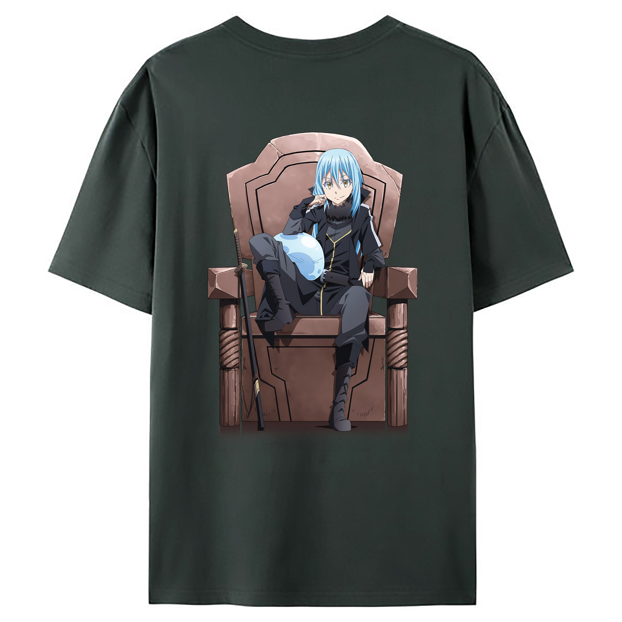 （画像用） 転スラ Regarding Reincarnated to Slime 綿100％ メンズ半袖Tシャツ（バックプリント） 通気性
